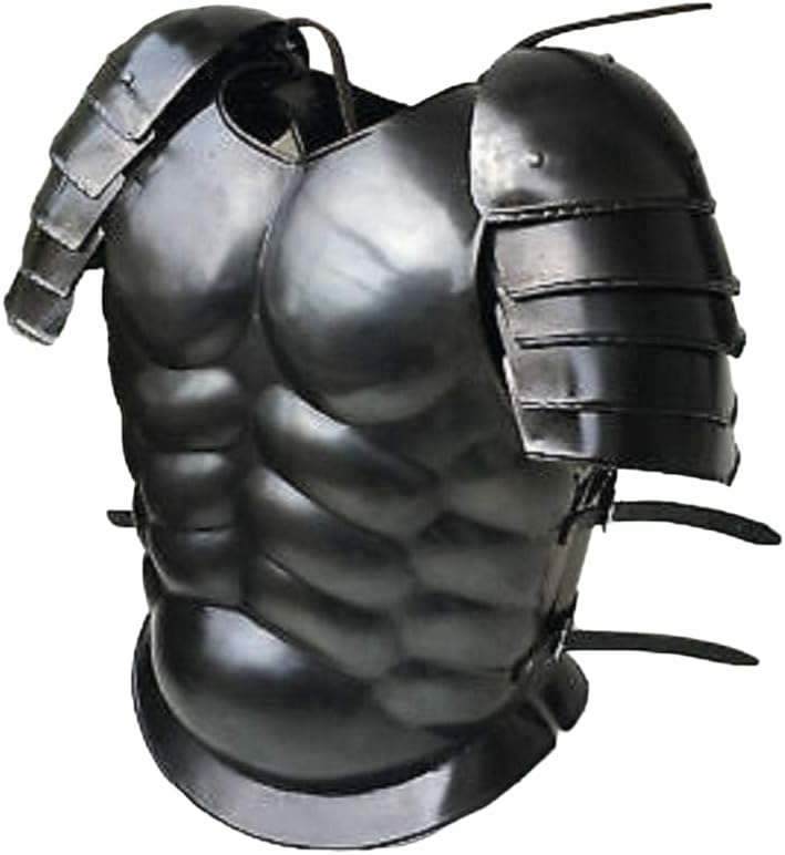 Black Roman Muscle Armor Jacket Medieval Greek Spartan Costume With Shoulder Reproduction Replica Gift