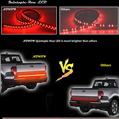 NBWDY LED Tailgate Light 60" Five Row LED Truck Tailgate Light Bar Red Running Turn Signal Brake Reverse Backup Tail light Strip for Pickup Trailer SUV RV VAN Jeep Car - Thumbnail 2