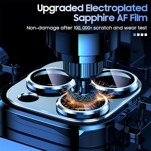Image of Uyiton for iPhone 13 Pro /iPhone 13 Pro Max Camera Lens Protector, [Strong Adsorption] [Drop Protection] Metal Ring Tempered Glass Rear Camera Screen Cover - Blue