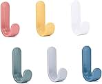 Adhesive Hooks Utility Wall Key for Decorative Holder Rack Self Towels, Hats, Shower, Kitchen, Living Room, Office(6 Pcs)