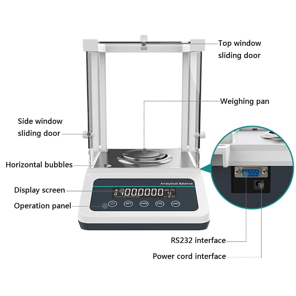 Báscula De Precisión De Laboratorio De 0,0001 G, Balanza Analítica Electrónica Con Interfaz RS-232, Calibración Automática Externa, Paleta De Pesaje De 80 X 80 Mm, Para Laboratorios, Farmacias