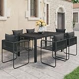 Construction robuste et confort : cet ensemble de meubles de jardin 7 pièces est composé d'une table en aluminium robuste avec plateau en WPC et de 6 chaises en rotin PVC durable avec cadre en acier revêtu par pulvérisation, idéal pour votre ensemble de meubles de patio extérieur et offre une stabilité durable.