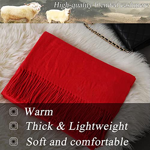 Winter Red Cashmere Scarf For Women Thick Long Warm Men Fashion Scarves Lady Large Shawl Girl Wedding Red #TOP3