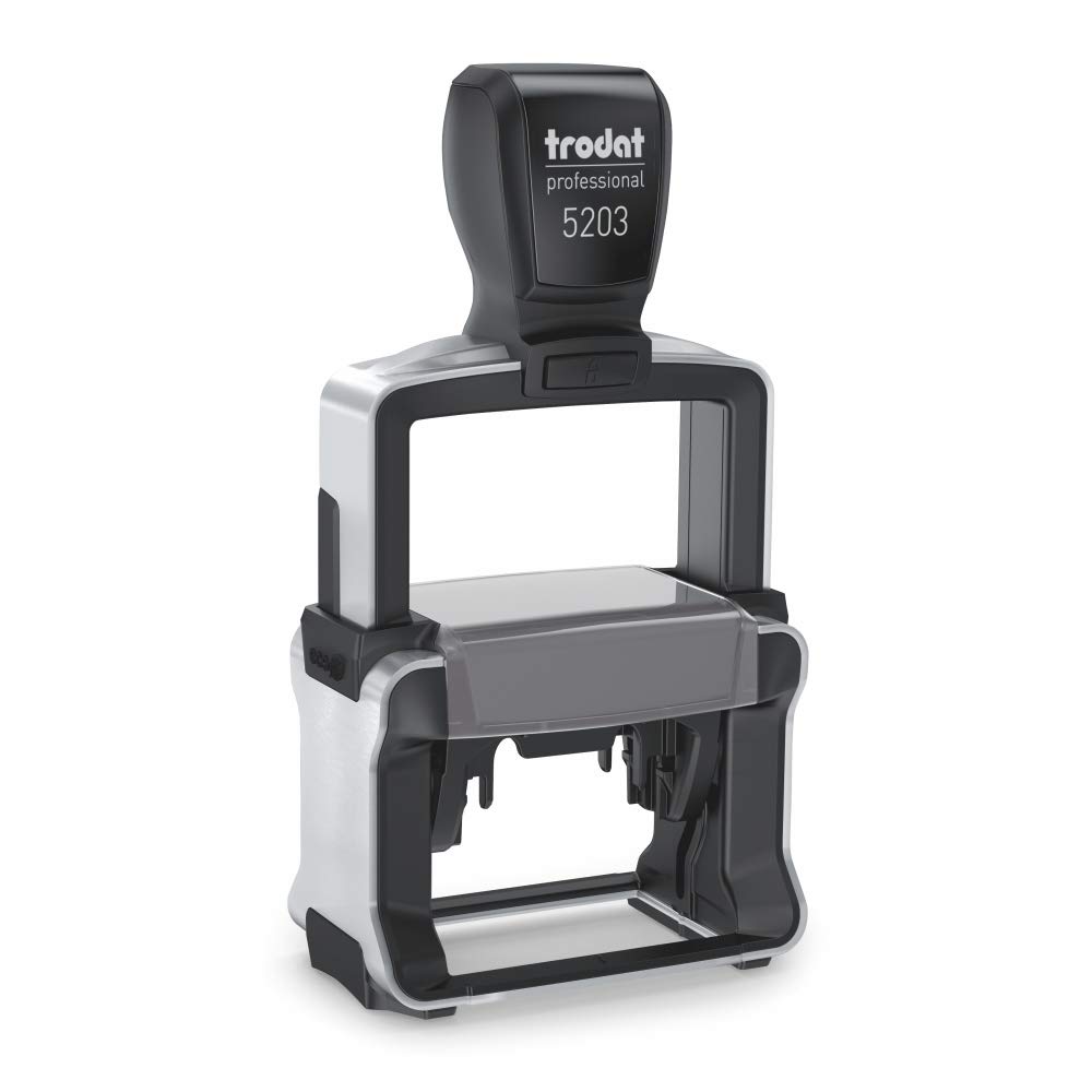 Trodat Professional 5203 Personalised Custom Office and Business Stamp - Allows Up to 6 Lines of Text - Impression Size 47 x 26 mm - Brushed Aluminium Finish