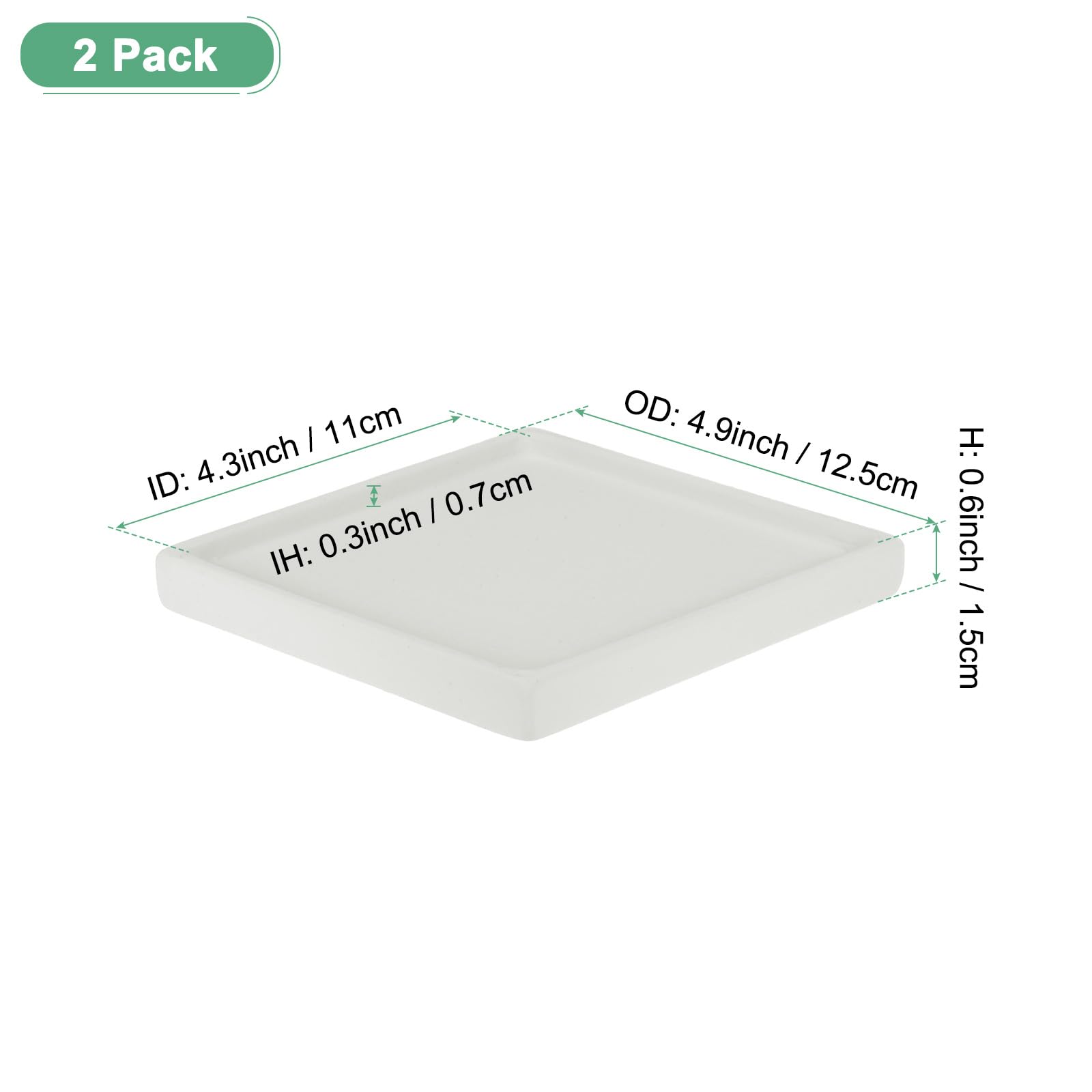 M METERXITY 2-Pack Ceramic Plant Saucer, 5 Inch Plant Water Catcher Tray - Image 2