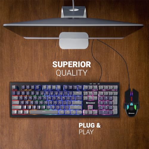 Image of Consistent Avenger Wired Gaming Keyboard & Mouse Combo | 26 Anti-Ghosting Keys | USB Connectivity | 3600 DPI | 1.5 Mtr Cable Length | 7D Optical Mouse