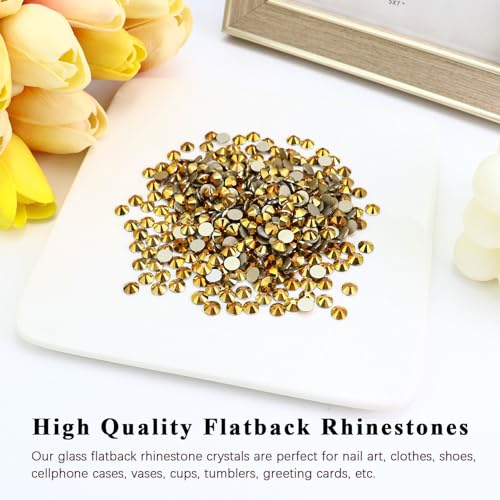 Image of SS20 /1440PCS Bright Gold Flatback Crystal Rhinestones Round Gems for Nail Art and Craft Clothes Glue Fix (4.6-4.8mm)