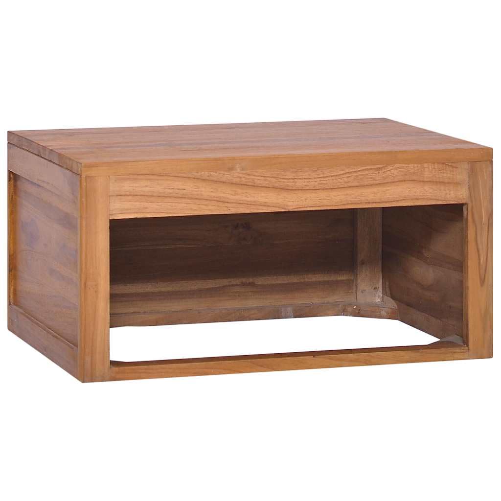 Mobile sottolavabo da parete, 60 x 45 x 30 cm, in legno di teak massiccio, mobile da bagno sospeso, per lavabo da appoggio senza foro, già montato