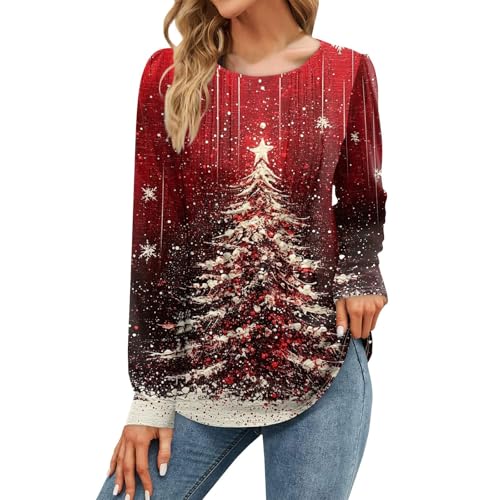 Generisch Weihnachtspullover 4XL Festlicher Anime Mode Festliches Merry Witzig Frauen Weihnachtskleid Damen Baumwolle Sexy Weihnachtsshirt Glitzer...
