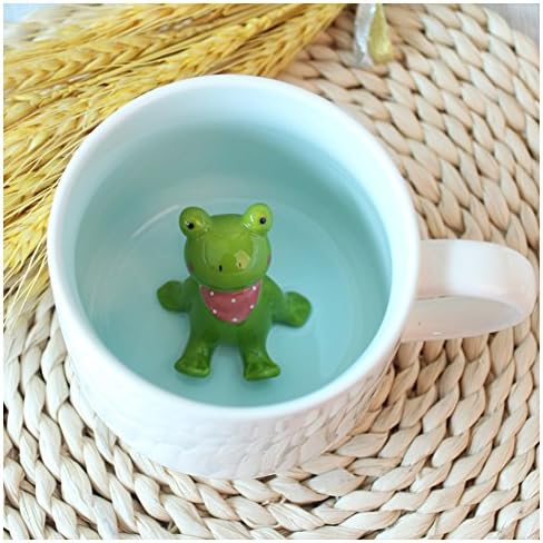 3D Coffee Mug Animal Inside 12 oz with Cow, Cute Cartoon Handmade Figurine Home Ceramics Cups Morning Mugs