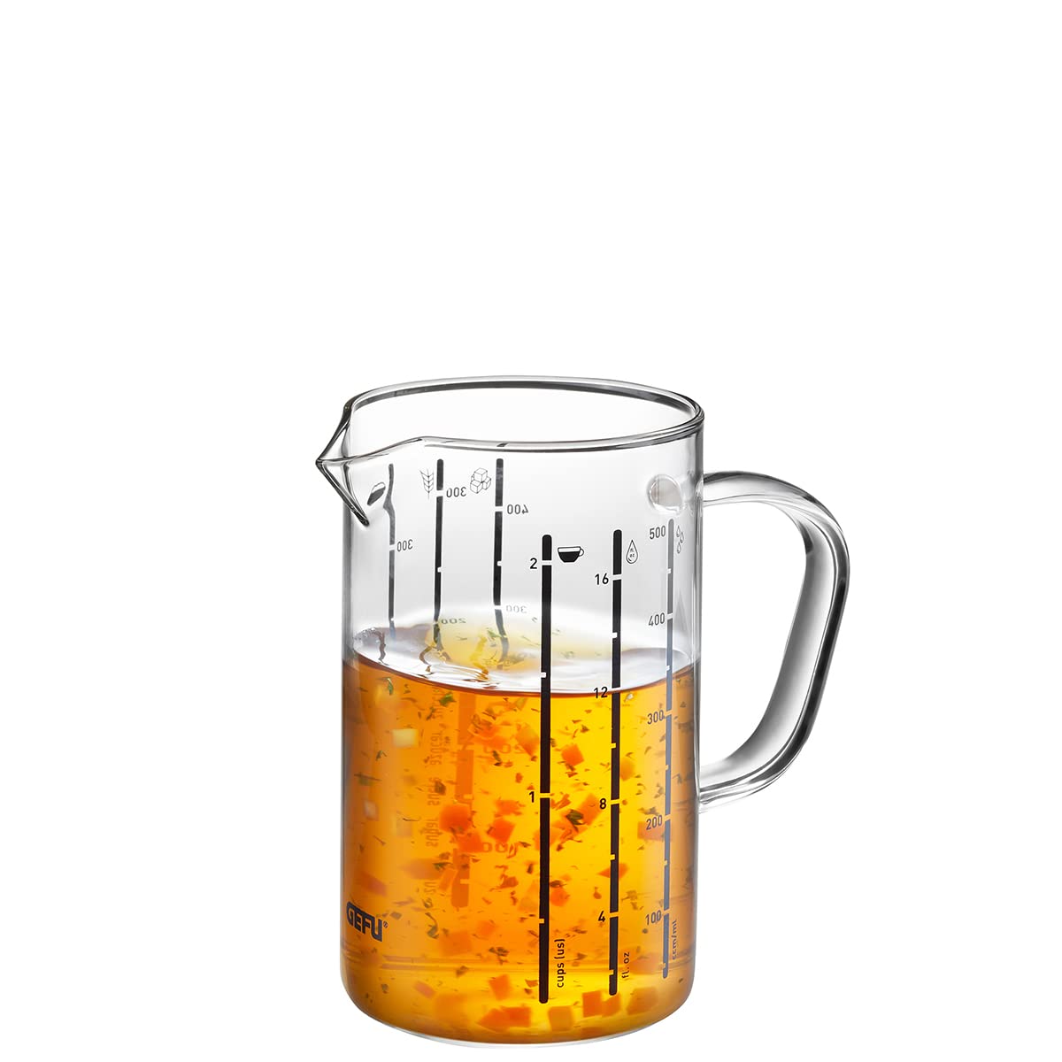 GEFU Messbecher METI 500 ml – Borosilikatglas mit Mehrfachskalierung