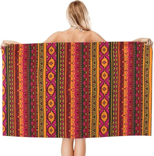 Mikrofaser Handtuch Groß Mexikanischer Stil Strandtuch 70x150 cm Strand Badetuch Retro-Streifen, Schnelltrocknend und Sandfrei, für Reise, Sauna, Yoga, Camping A-6403 Mikrofaser Handtuch Groß Mexikanischer Stil Strandtuch 70x150 cm Strand Badetuch Retro-Streifen, Schnelltrocknend und Sandfrei, für Reise, Sauna, Yoga, Camping A-6403