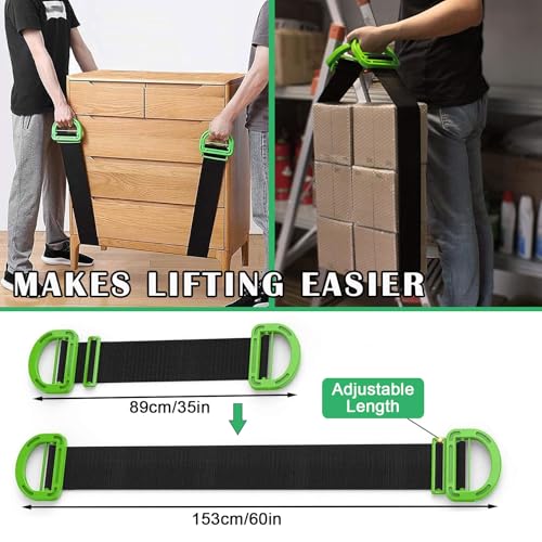 2 PCS Tragegurte Umzug, Transportgurt, 153CM Schwerlast Umzug Hebegurt Tragegurt - Lasten 600lbs, Einfaches Heben, Tragen, Bewegen von Boxen Möbeln Haushaltsgeräten