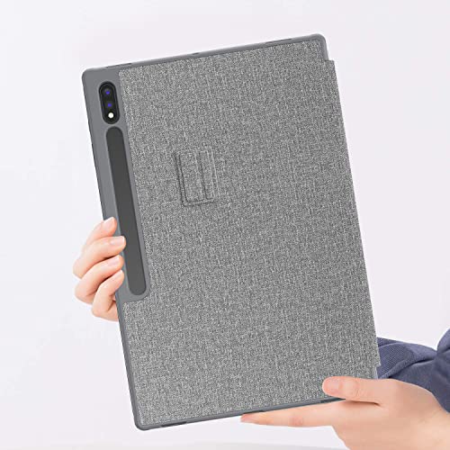 E Net-Case Case For Samsung Galaxy Tab S8 Plus/S7 Plus With S-Pen Box (Sm-X800/T970), Vertical Standing Case With Auto Wake/Sleep Feature Origami Cover For Tab Galaxy 12.4 Tablet (Gray) #TOP5