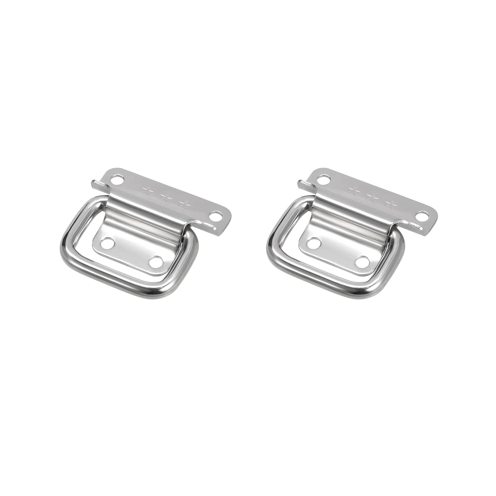 METALLIXITY Chest Ring Pull Handle (50mm/1.97") 2Pcs, 201 Stainless Steel Foldable Pull Handle - for Home Lifting Door Chest Toolbox, Silver