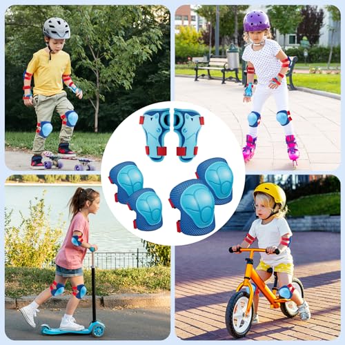 Image of CKE Toddler Knee Pads and Elbow Pads with Wrist Guards for Kids, Size M | 3-in-1 knee pads for kids with wrist guards. Kids knee pads and elbow pads for skating, cycling, rollerblading and scooters