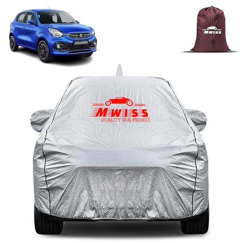 Image of Waterproof Car Body Cover for Maruti Suzuki Celerio | Mirror & Antenna Pocket Anti-Scratch with Soft Cotton Inner Lining Triple Stitched Protection| Heat Resistant | Rain Protection (Silver)
