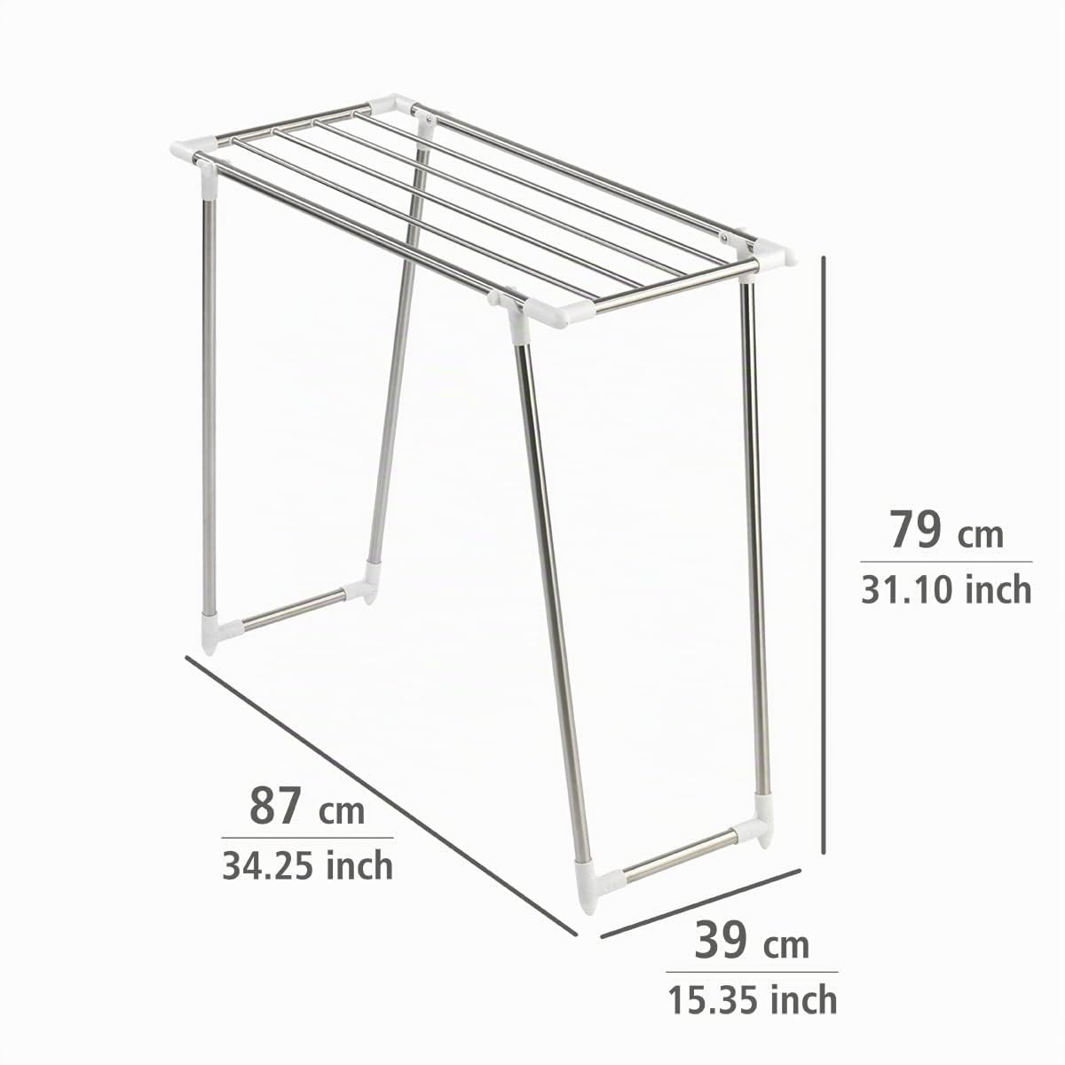 Wenko Tendedero Profi Single, 5.5 m Longitud de Secado, Acero Inoxidable, 87 x 79 x 39 cm, Color Plata Mate