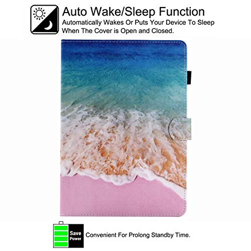 Newshine Galaxy Tab A 8.0 Case, Pu Leather Protective [Kickstand] [Card Slots] Wallet Case Cover With Auto Sleep/Wake For Samsung Galaxy Tab A 8.0 [T350(Wi-Fi)/ T355 (3G/Lte)] - Beach&Sea #TOP2
