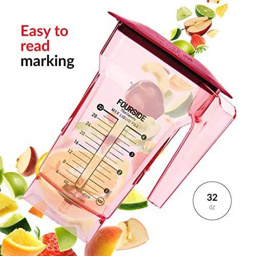 Blendtec FourSide Jar (75 oz), Blender Jar, Commercial Grade, Hard Lid, BPA-Free, Red