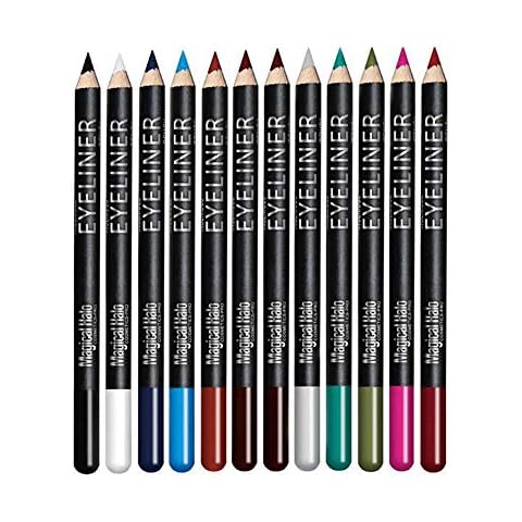 Eye Liner Pencil Set - 12 Assorted Colors Natural Matte Long Lasting Hypoallergenic Eyeliners Eye Makeup Soft Crayon Pencils (Black Gray Brown Plum Purple Lavender Pink etc) Cover