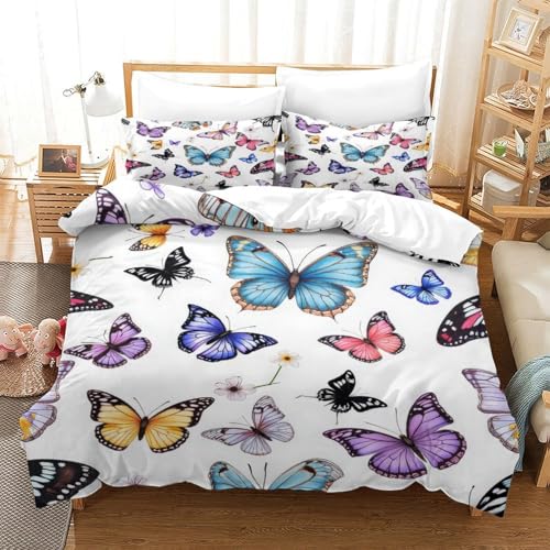 Housse de couette papillon hypoallergénique et douce parure de lit microfibre avec zip - 3