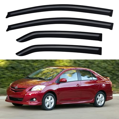 Image of Window Visors Rain Guards for 2007-2013 Toyota Yaris Sedan, Out-Channel Window Vent Wind Deflectors Visors Shades for 07-13 Toyota Yaris