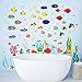 onetoze Pegatinas de Pared Peces Tropicales Vinilos Decorativos Bajo el Mar para Baño Dormitorio Habitación Niños Jardín de Infantes Guardería, 170x109cm