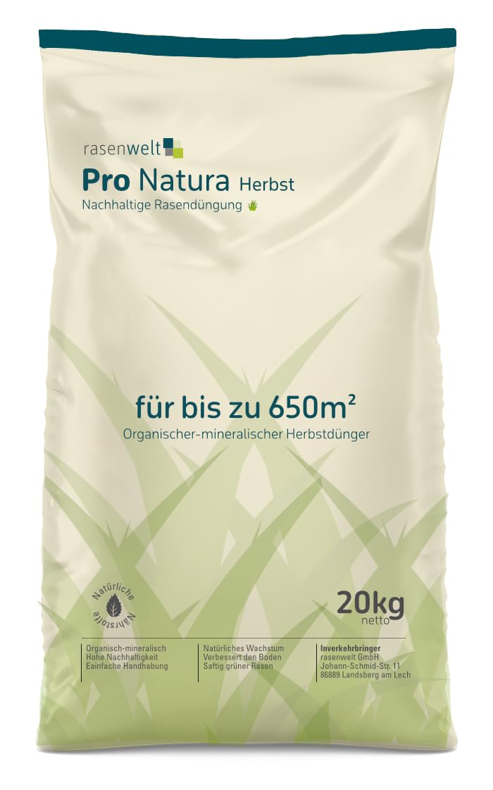rasenwelt Herbstdünger Pro Natura 10kg I organisch-mineralischer Bio Rasendünger I ideal im Herbst