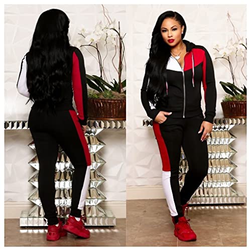 2 Piece Outfits For Women Casual Long Sleeve Zip Up Hoodie Jacket Long Jogger Pants Tracksuit Sweatsuits Sets Black M #TOP2