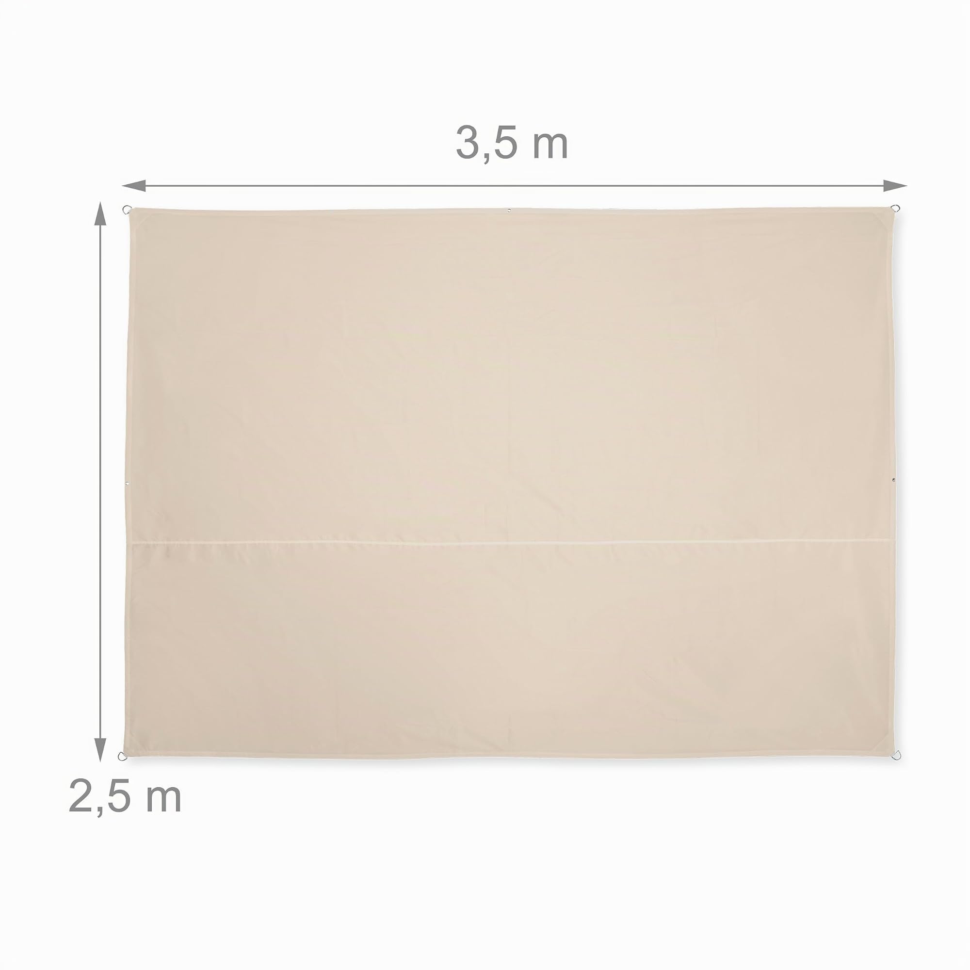Relaxdays Voile d’ombrage rectangulaire, L x P : 2,5 x 3,5 m, imperméable, Anti-UV, tendeurs, terrasse, Balcon, Beige