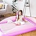 Sleepah Inflatable Toddler Travel Bed – Inflatable & Portable Bed Air Mattress Set –Blow up Mattress for Kids with High Safety Bed Rails. Set Includes Pump, Case, Pillow & Plush (Purple)