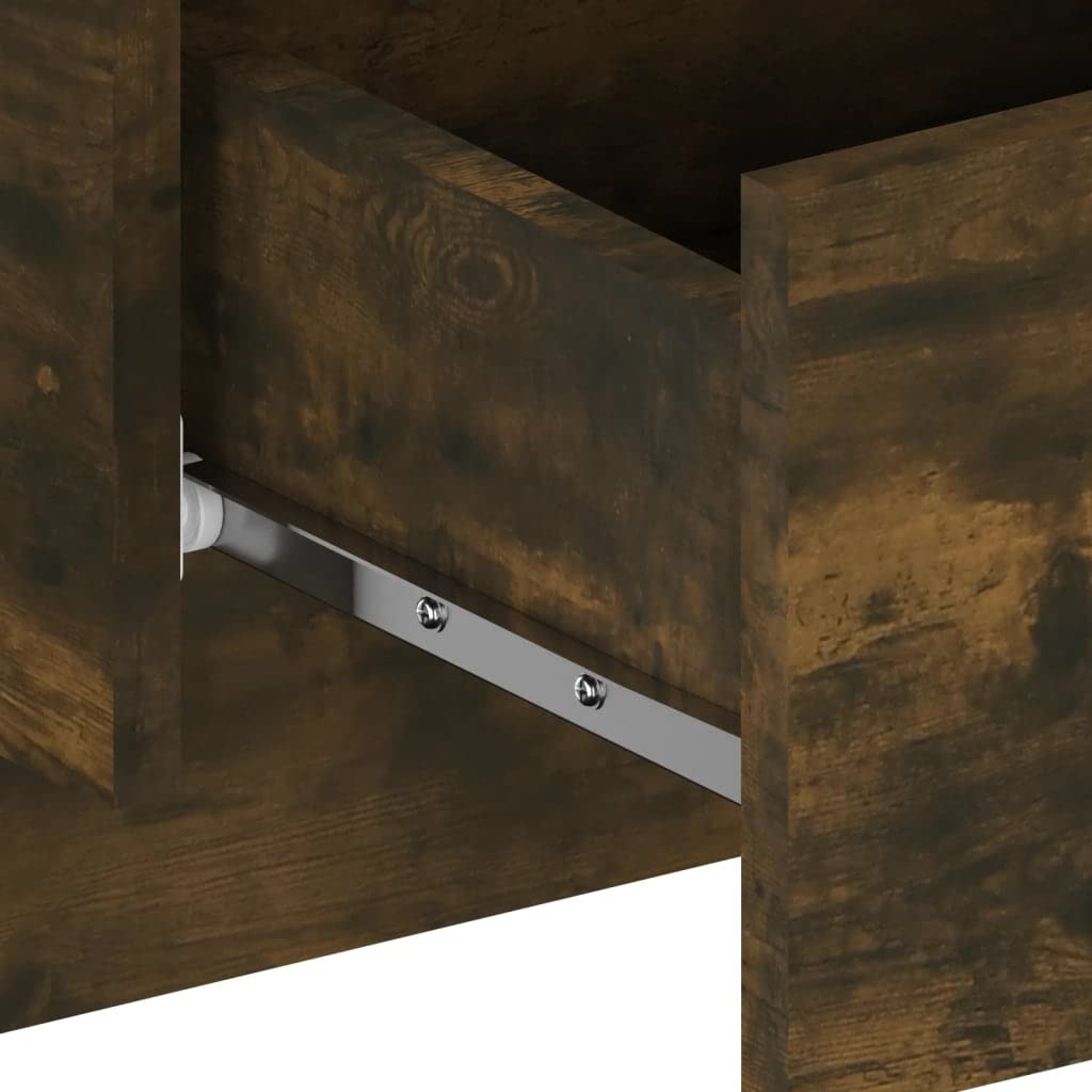 Set di 2 comodini sospesi, montaggio a parete, in legno di rovere affumicato, comodino da parete salvaspazio per libri e ornamenti, facile da pulire e stabile