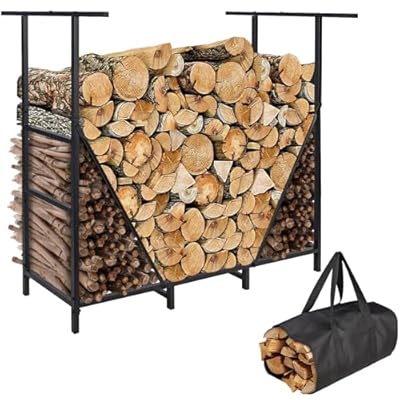 Honest 4ft Firewood Rack Outdoor Adjustable Indoor Wood Racks Outdoor for Firewood Holder Heavy Duty Fire Wood Storage Racks Metal Log Racks for Firewood Log Holders for Firewood Outdoor, Black