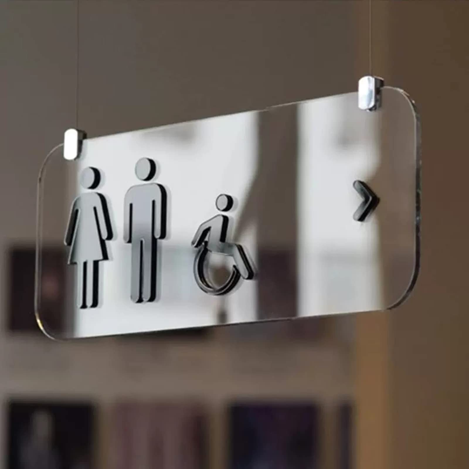 vrfvsdasAAS LED restroom sign, Hanging Clear Acrylic Bathroom Signs, with Instruct Arrow, Accessories, for Indoor or Outdoor