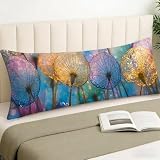 Seitenschläferkissen Bezug Modern Kissenbezug 60 x 180 Löwenzahn, Pregnancy Pillow Cover Schlafqualität Seitenschläferkissen, Doppelseitig Drucken Kissen für Seitenschläfer Stillkissen Bezug, Cod1952