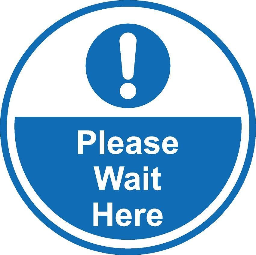 Please wait here floor sticker - Self adhesive floor graphic (200mm x 200mm)