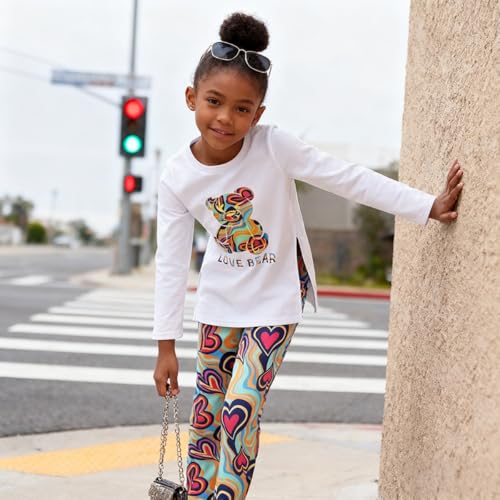 Image of Tween Girl's Letter Print Top + Jogger Pants 2 Piece Outfit Set Kids Clothing, Sizes 6-14 Years