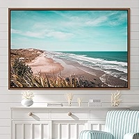プリントw/フレーム【Colorfornia beautiful ocean】 Designart Wood Floater frame 30-Inches H x 62-Inches W