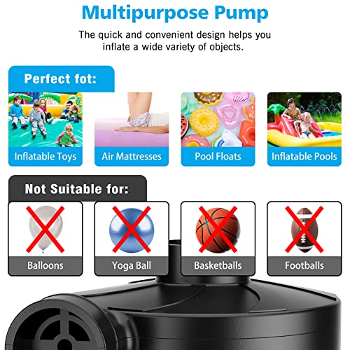 Electric Air Pump For Inflatables,Portable Quick-Fill Air Pump With 3 Nozzles,110V Ac/12V Dc,Inflator & Deflator Pumps For Outdoor Camping,Air Mattress Beds,Boats,Inflatable Cushion,Couch,Pool Floats #TOP1