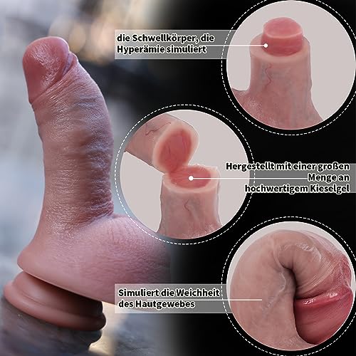 Reproduktion echte handgemachte Dildo, 5,91 Zoll realistischer Dildo, dicker Dildo mit Saugnapf für freihändiges Spiel, G-Punkt und Analspiel, Sexspielzeug für Erwachsene für Männer und Frauen – Bild 6
