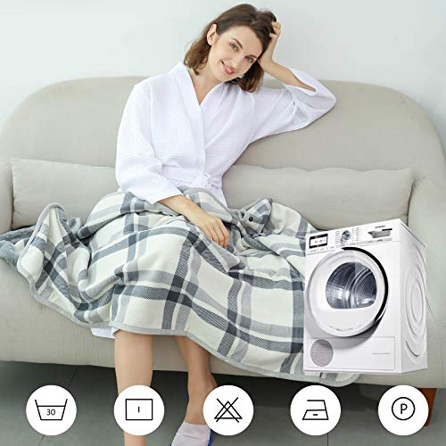 Xing Ye Chuan Fleece Wearable Blanket, Comfy Poncho Throw With Buttons, Plush Sleeveless Blankets, For Women Cape Wrap Cover For Lightweight Microfiber Plaid Design (White) #TOP4
