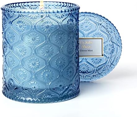 La Jolíe Muse Candle Gifts for Women, Natural Soy Wax Citron Mint Scented Candle Gift Set, 8.1Oz/230g Large Candle, 55 Hours Long Burning, Glass Jar Candles for Wedding Birthday