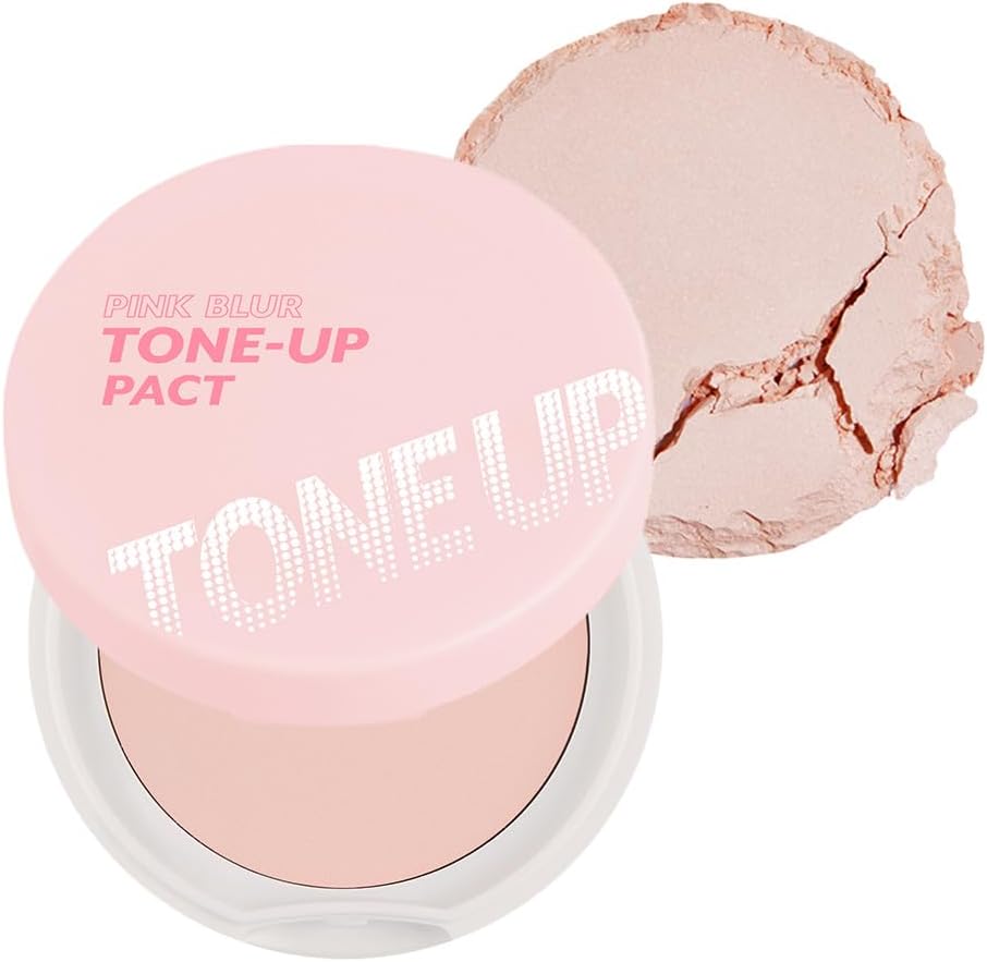 Compact - Tone-up Pact | Korean Pressed Setting Powder for Pink Blur Effect, with Calamine, Makeup Powder, Translucent Compact, Finishing Powder, Oil Control Face, Teen Girl Gifts, 0.35 Oz