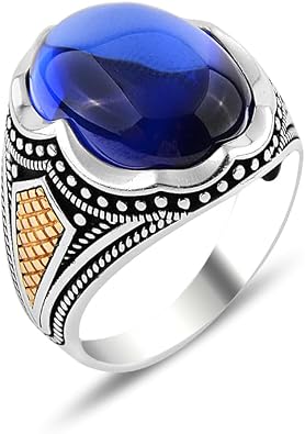 Men Blue Sapphire Stone Ring, Blue Gemstone Ring, Unique Sapphire Ring, Father Day Gift, Gift For Men, 925k Sterling Silver Ring