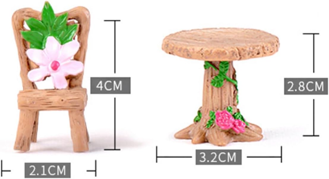 3pcs Mini Table and Chair Set Resin Succulent Plant Decoration