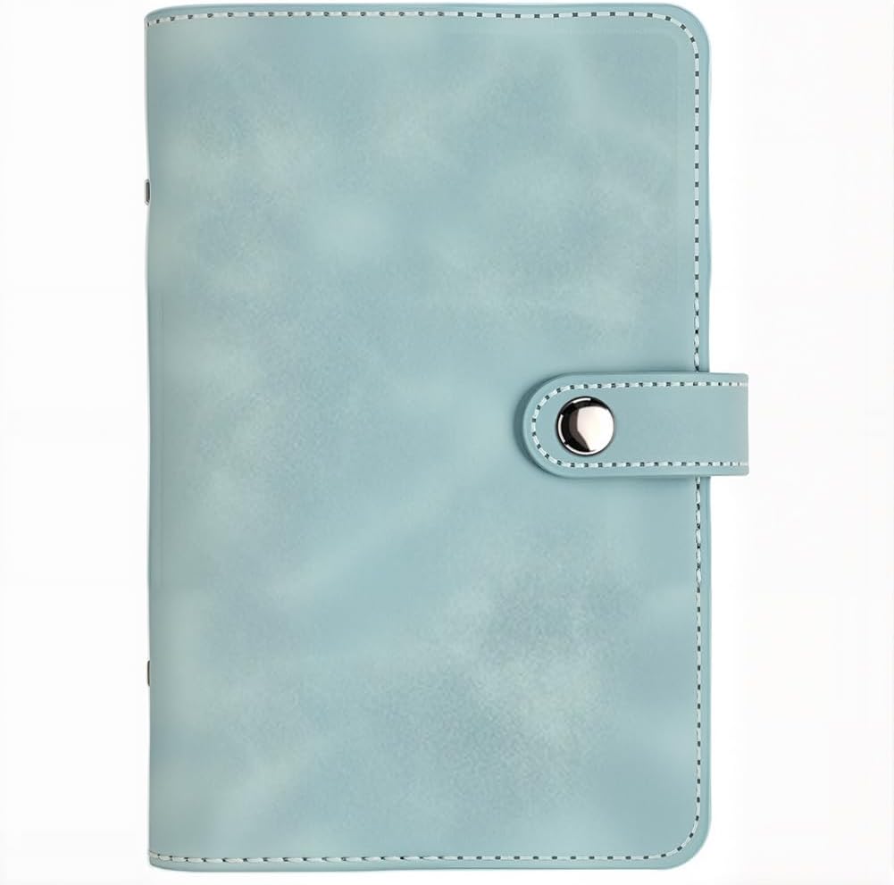 Loose Leaf PU Leather Notebook Binder Cover Refillable Soft Cover Leather Travel Journal Protector Folder 6 Ring A6 Planner Binder with Divider Pocket for Meeting Filler Paper(Turquoise)