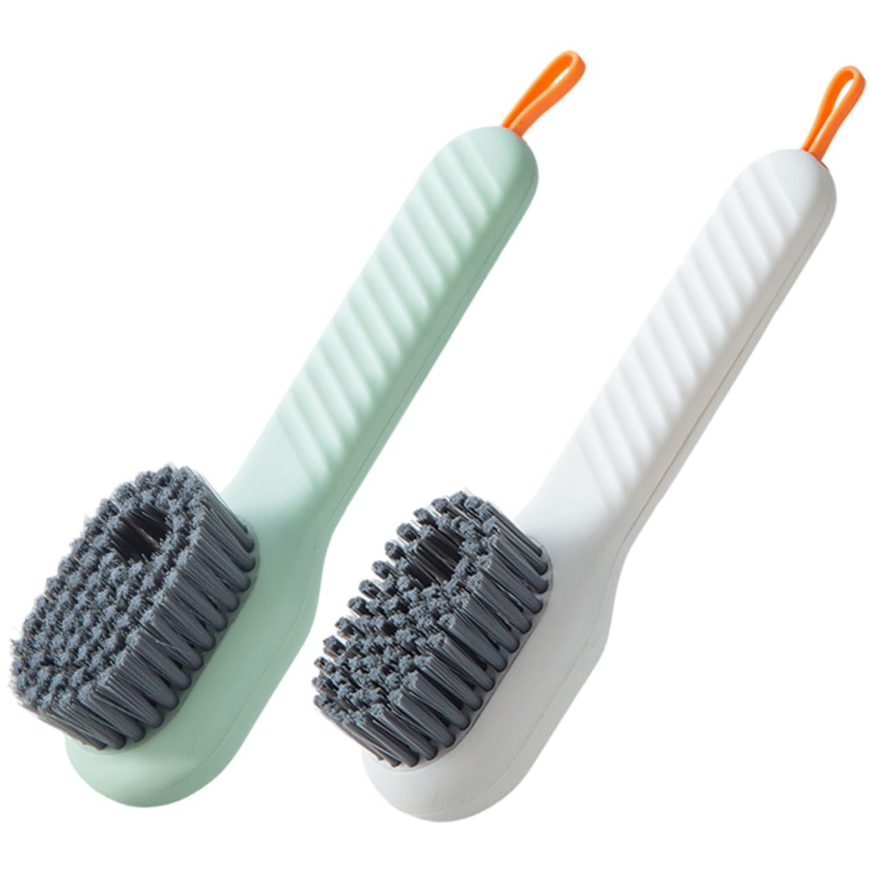 Veemoon Cepillo para Limpiar Zapatos Pack de 2 Unidades Cómodo y Compacto con Dispensador Automático de Líquido, Mango Largo de Plástico para Uso Diario y Exterior