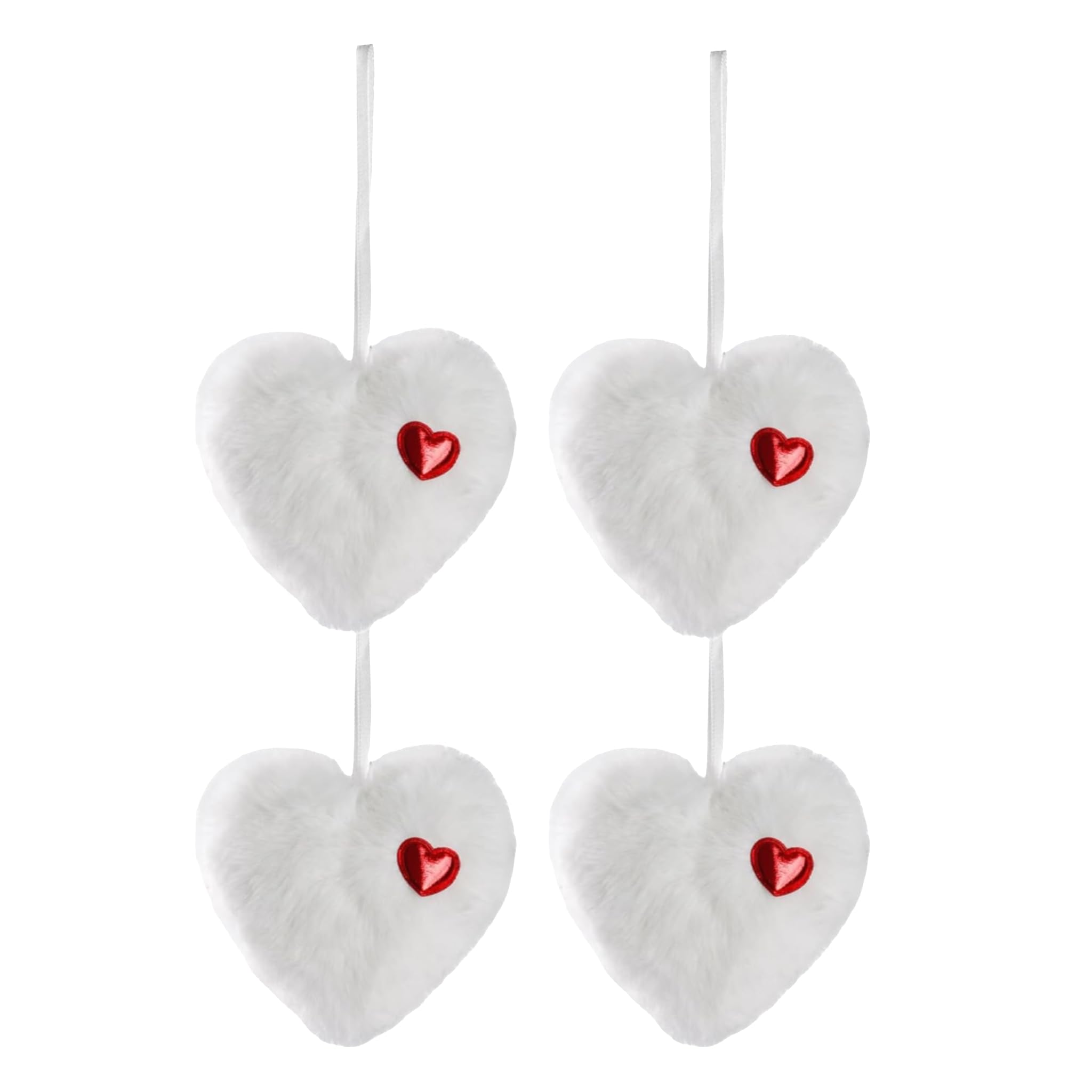 Day Decorations 6PCS Fuzzy Heart Plush Ornament Valentines Day Decorations