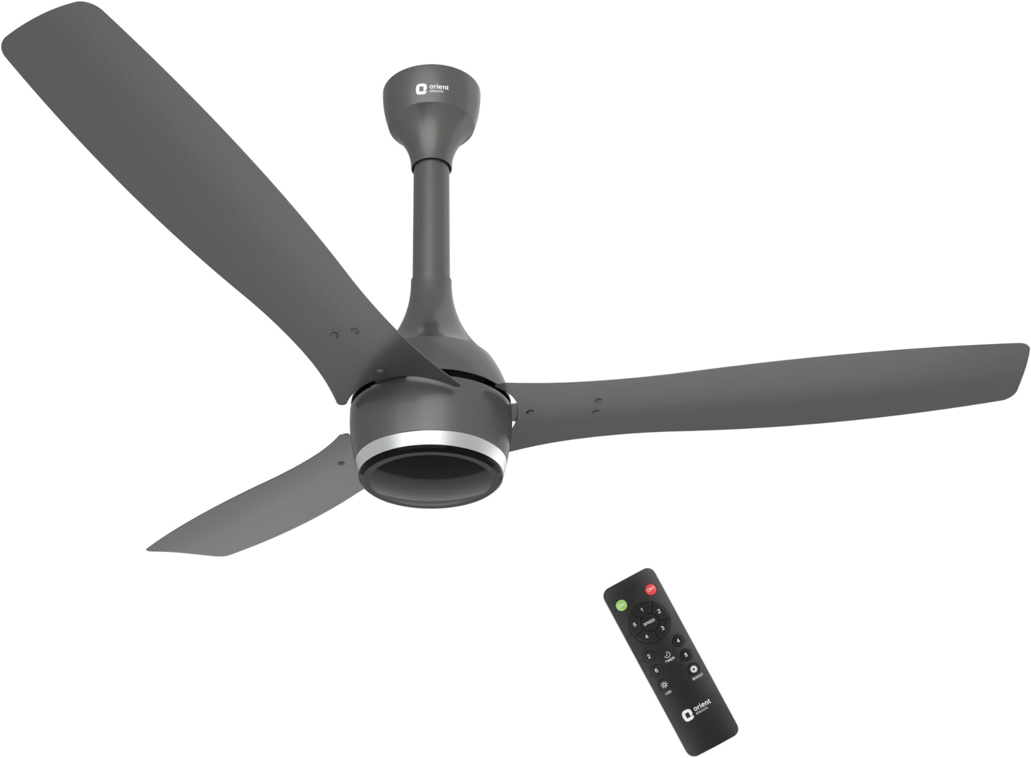 Orient Electric Newly Launched 1200 mm Aeon BLDC PRO, BEE 5-Star Rated, Anti-Dust Designer Ceiling fan with Remote, 5 yrs Warranty by Orient, Boost mode for High Air Delivery - Cloud Grey